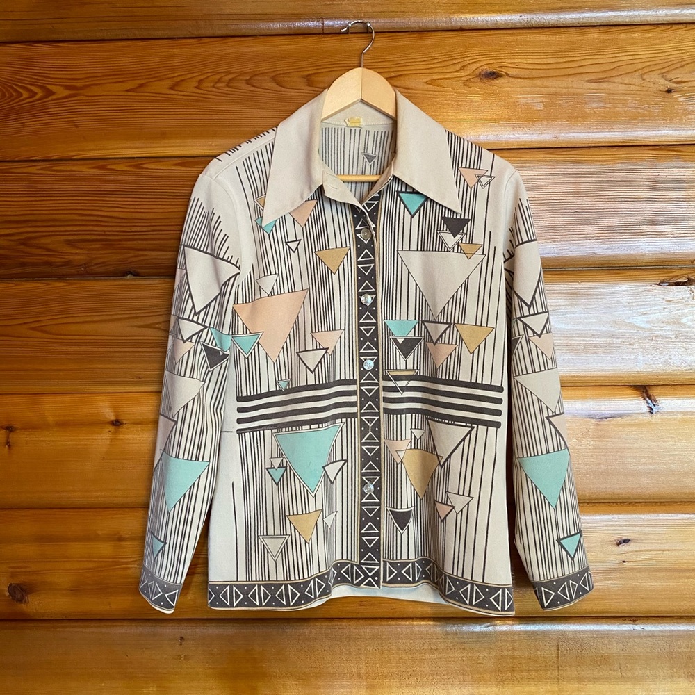 Vintage 70s Geometric Button-Up Disco Shirt